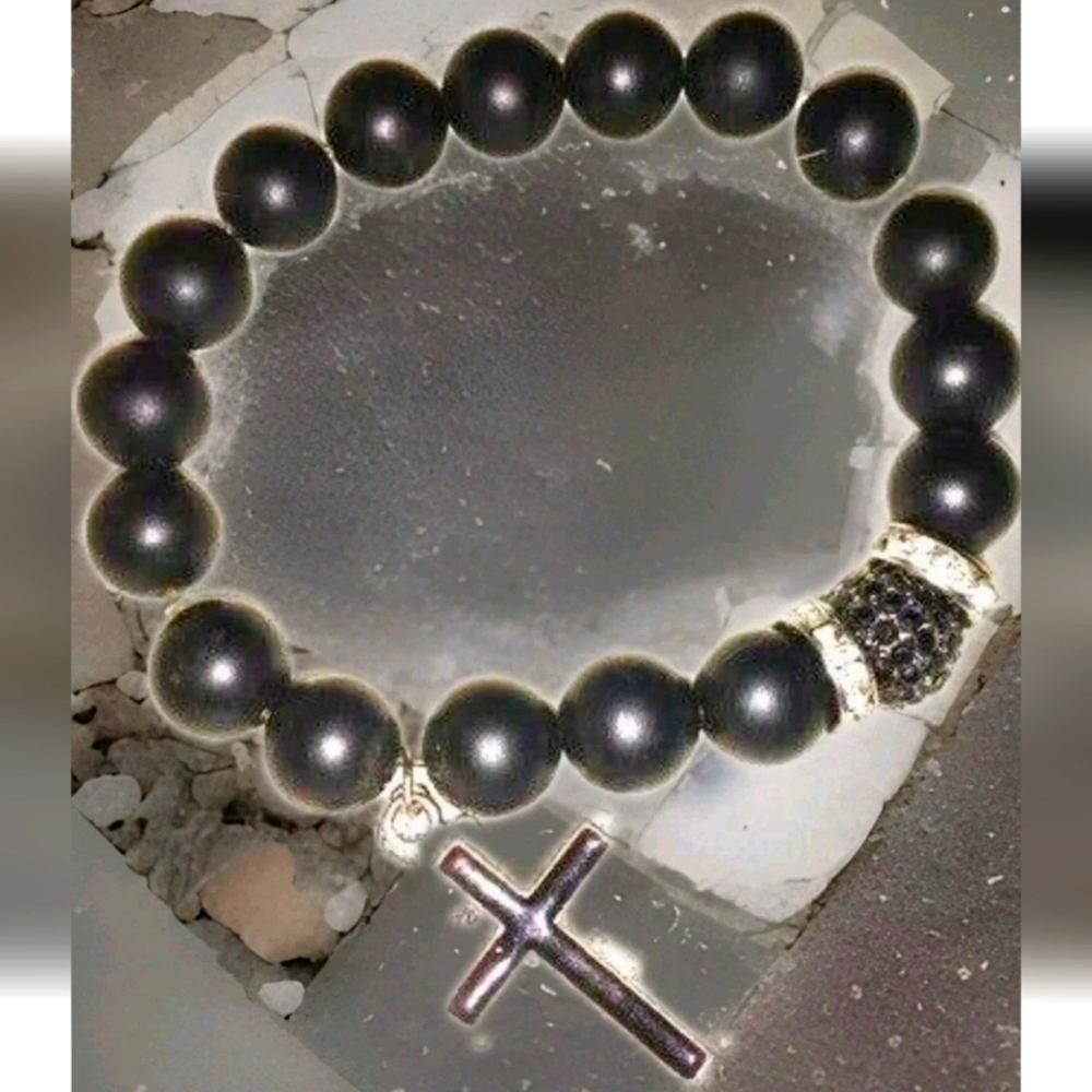 Whispered Prayer Bracelet, Imported Gemstone Beads, Cross & Love Charm